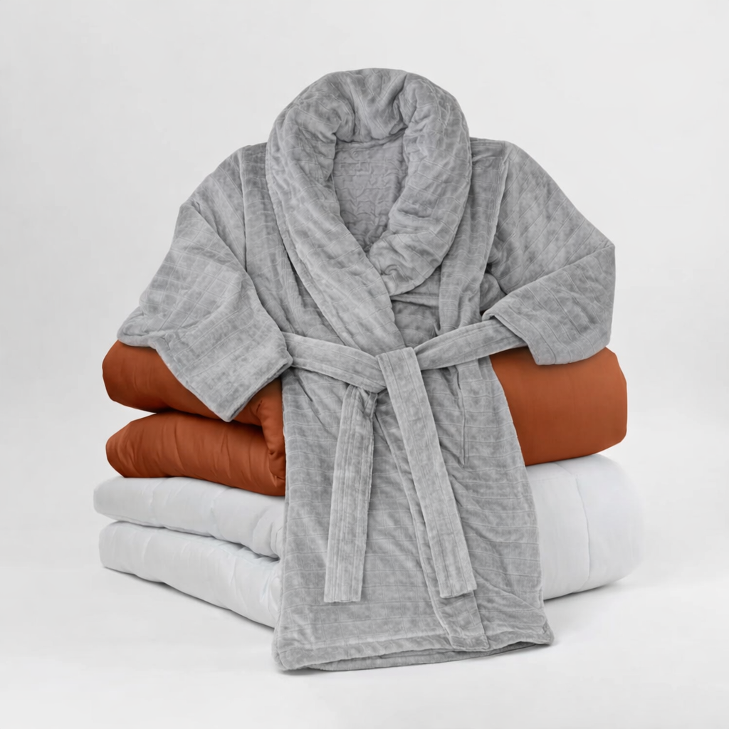 Pack Jour et Nuit Coton : couverture lestée en coton et peignoir lesté