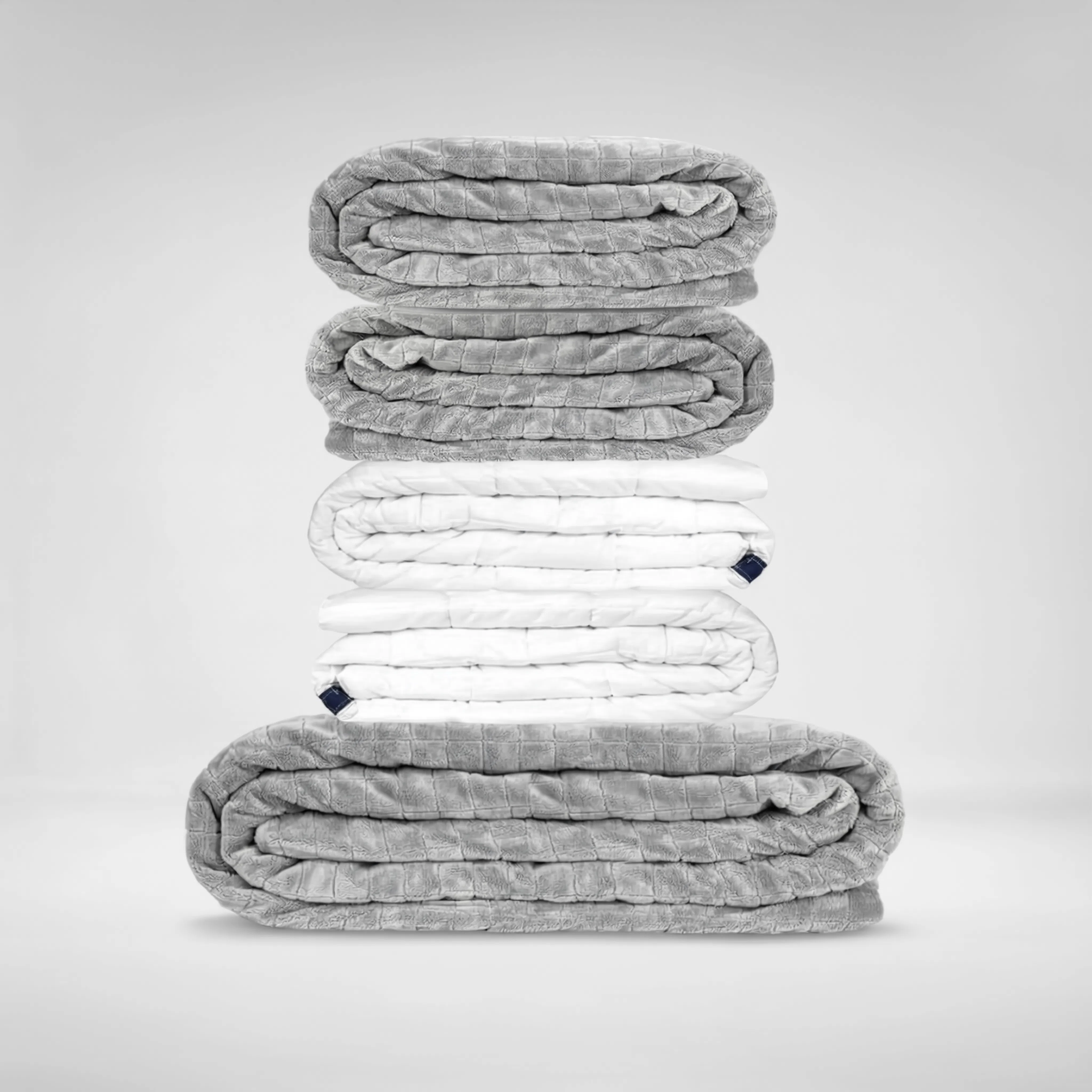 Couverture lestée DUO deux personnes, coloris gris et blanc