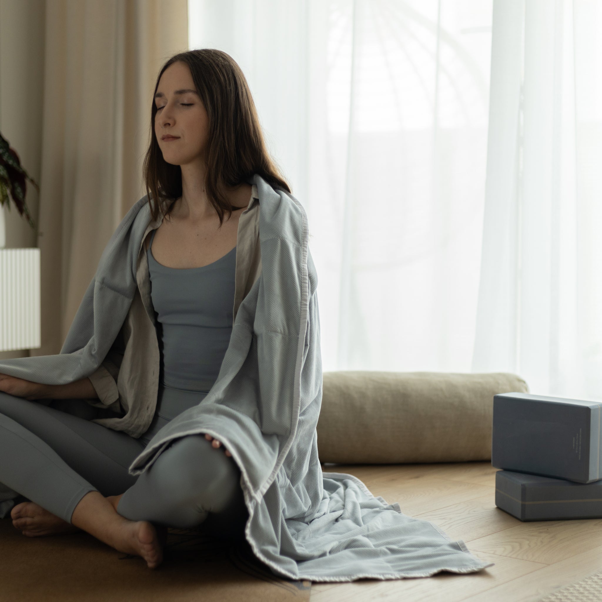Couverture lestée pour le yoga et la méditation
