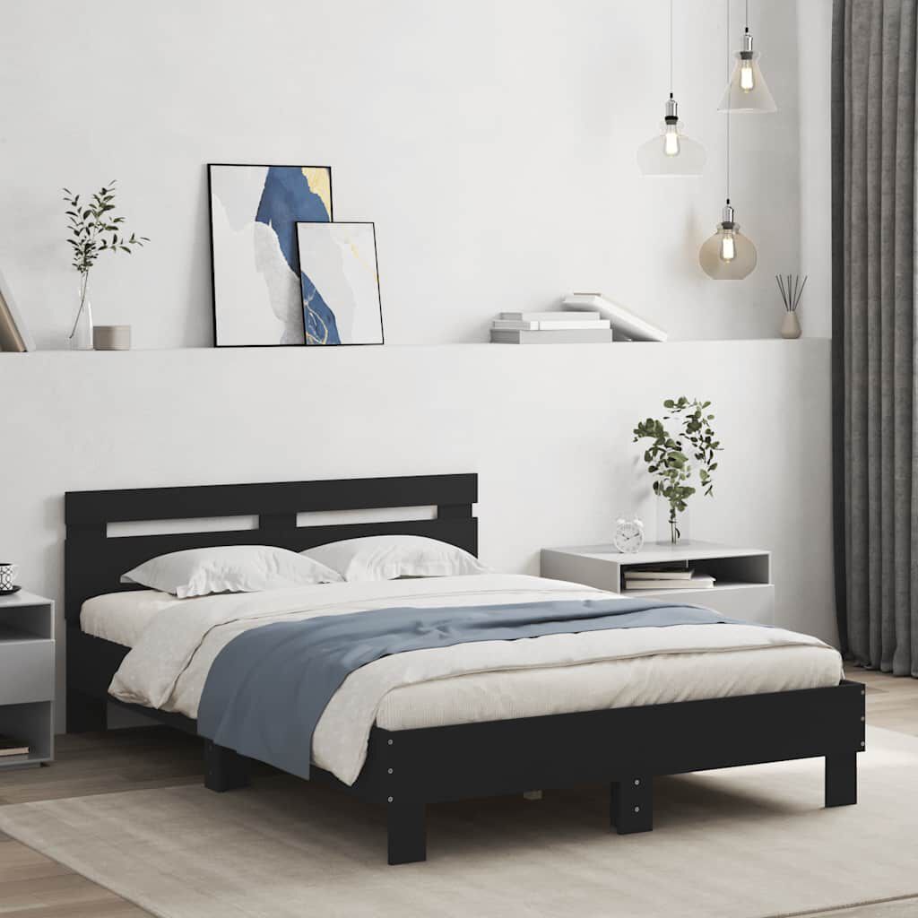 Sommier en bois avec LED noir