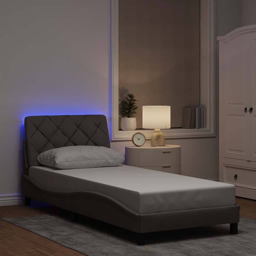 Sommier en tissu avec éclairage LED taupe, photo d'ambiance