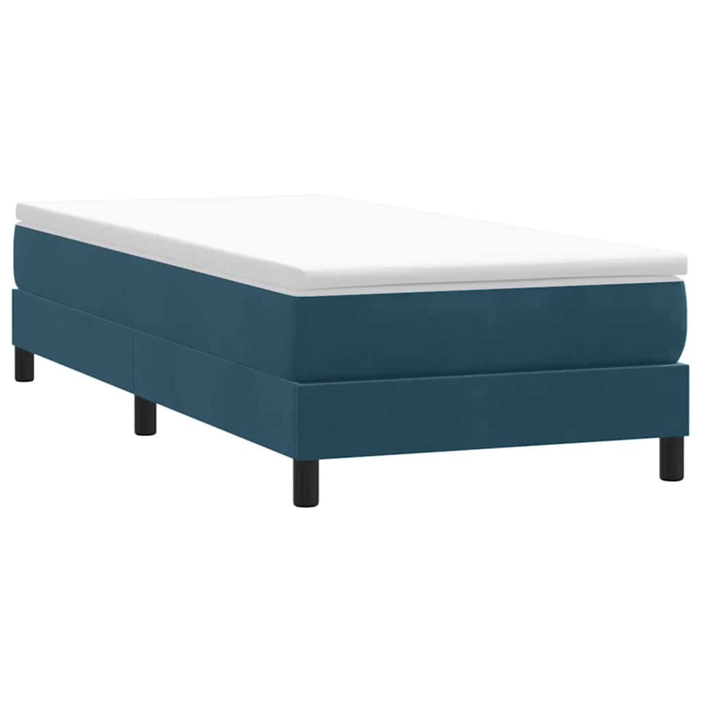 Sommier tapissier en velours bleu foncé, grandes longueurs, photo produit