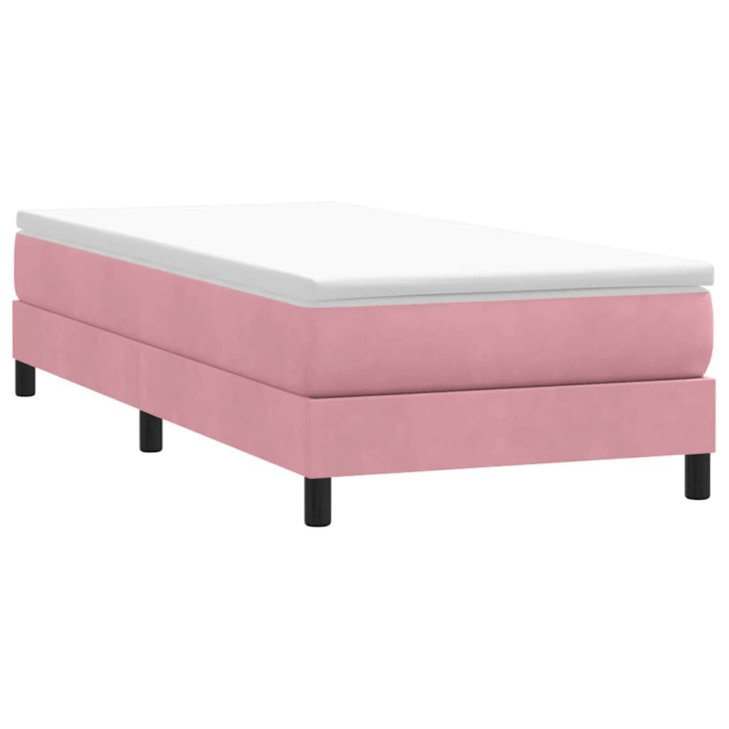 Sommier tapissier en velours rose, grandes longueurs, photo produit