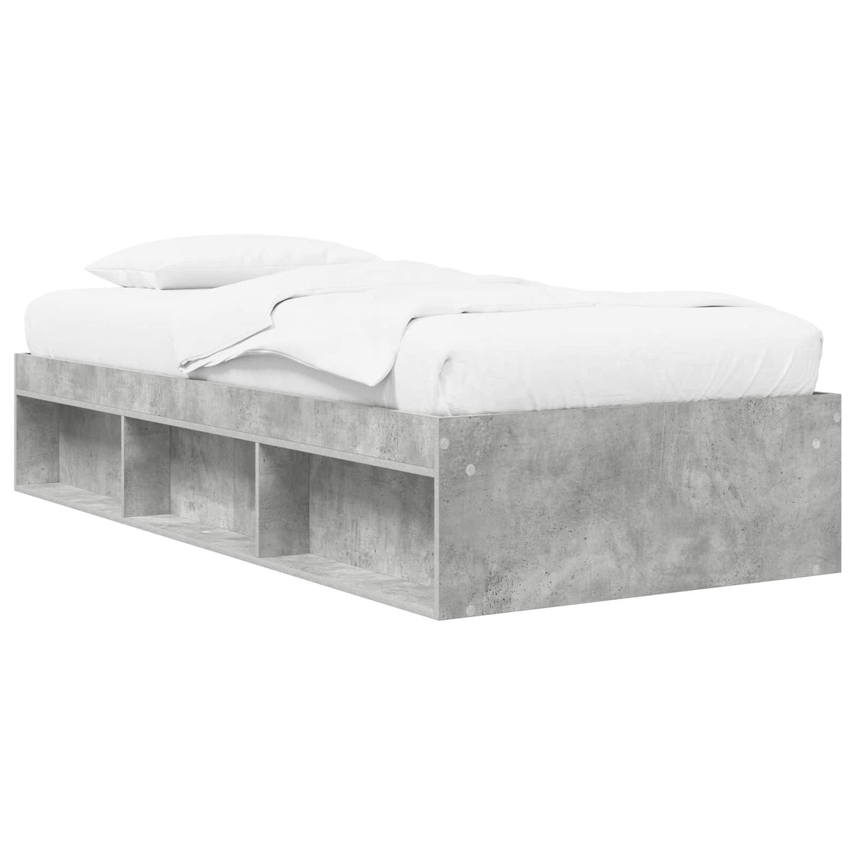 Lit plateforme avec niches gris béton