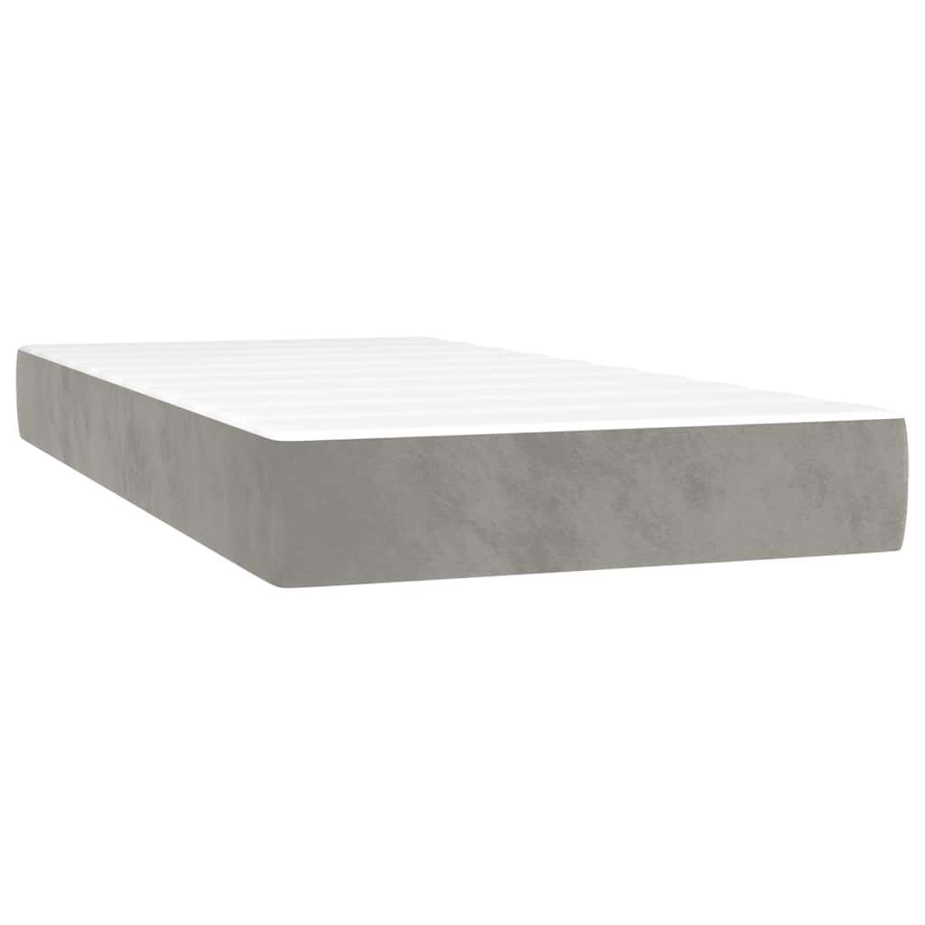 Matelas enfant en velours à ressorts ensachés 80 x 160 cm, coloris blanc et gris clair, photo produit #Couleur_Blanc et gris clair