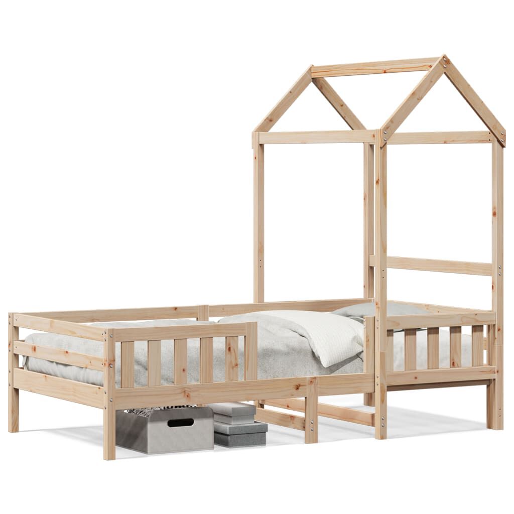 Lit cabane avec toit naturel