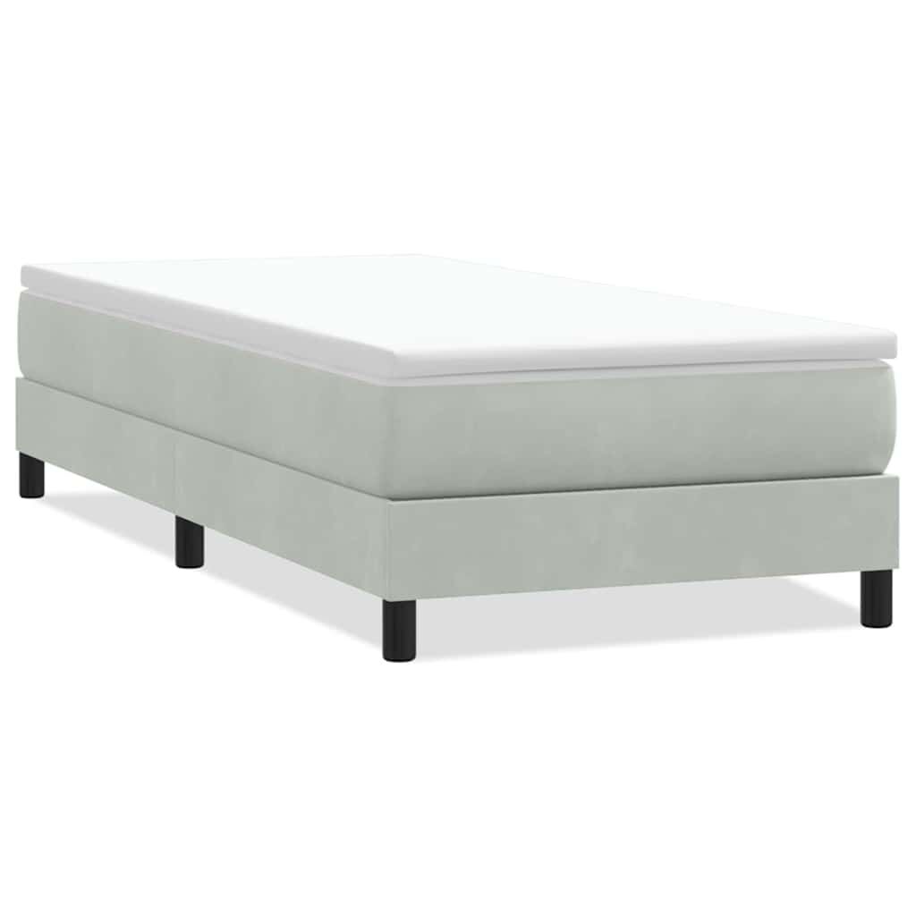 Sommier tapissier en velours gris clair, grandes longueurs, photo produit, deuxième vue