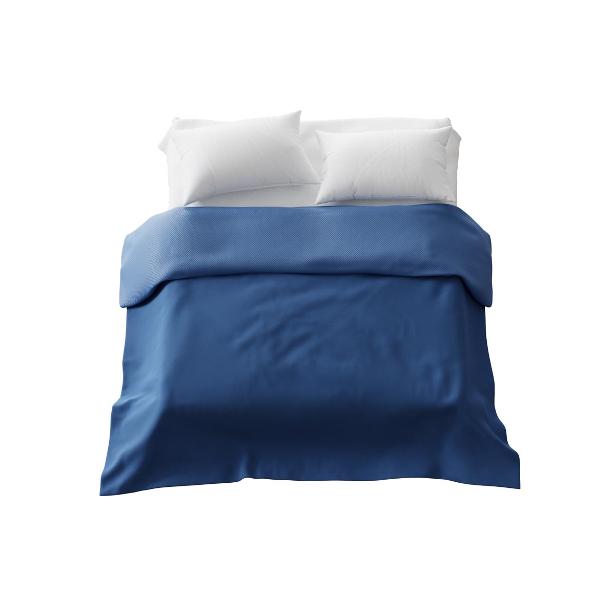 Housse à motifs pour couverture lestée, motif Poseidon été, sur un lit