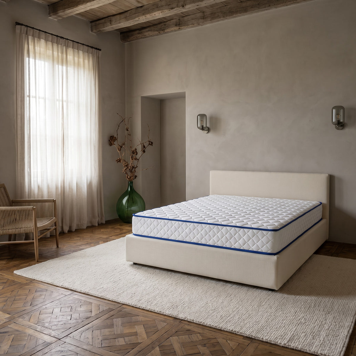 Matelas à mémoire de forme 5 couches 17 cm, confort doux, chambre de jour
