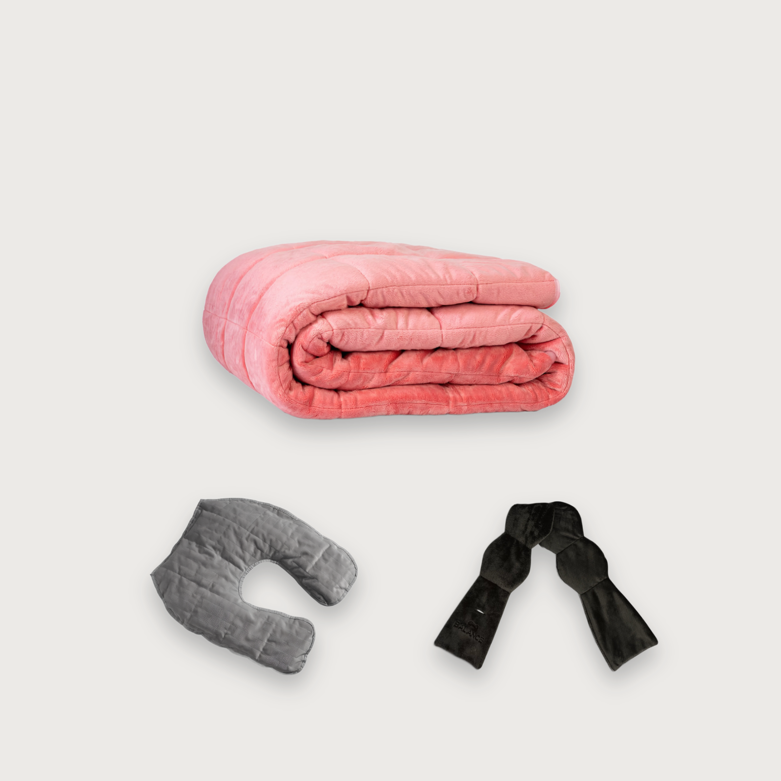 Pack Cocon Anti-Stress : couverture lestee WRAP Ninja, collier leste et bandeau leste, fond gris