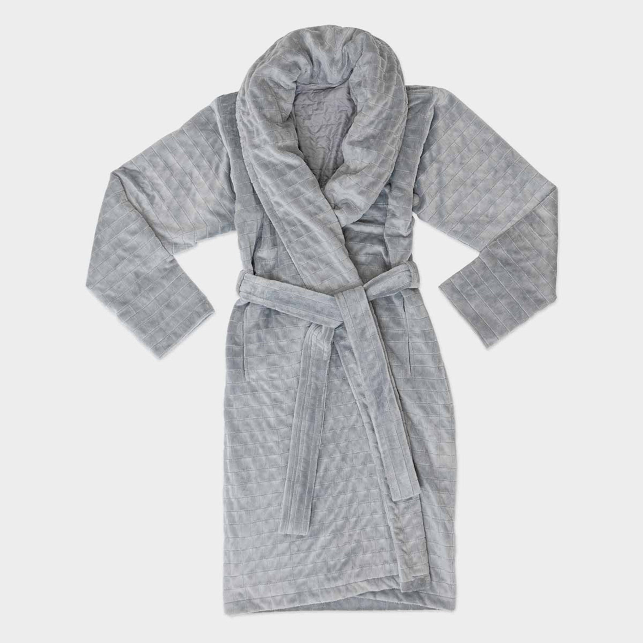 Peignoir lesté Balance gris porté, inclus dans le Pack Jour et Nuit Coton