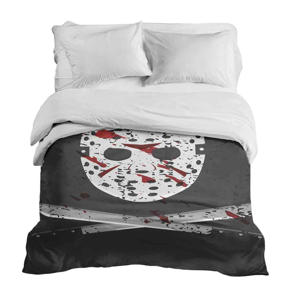 Housse à motifs pour couverture lestée, motif Masque avec des couteaux