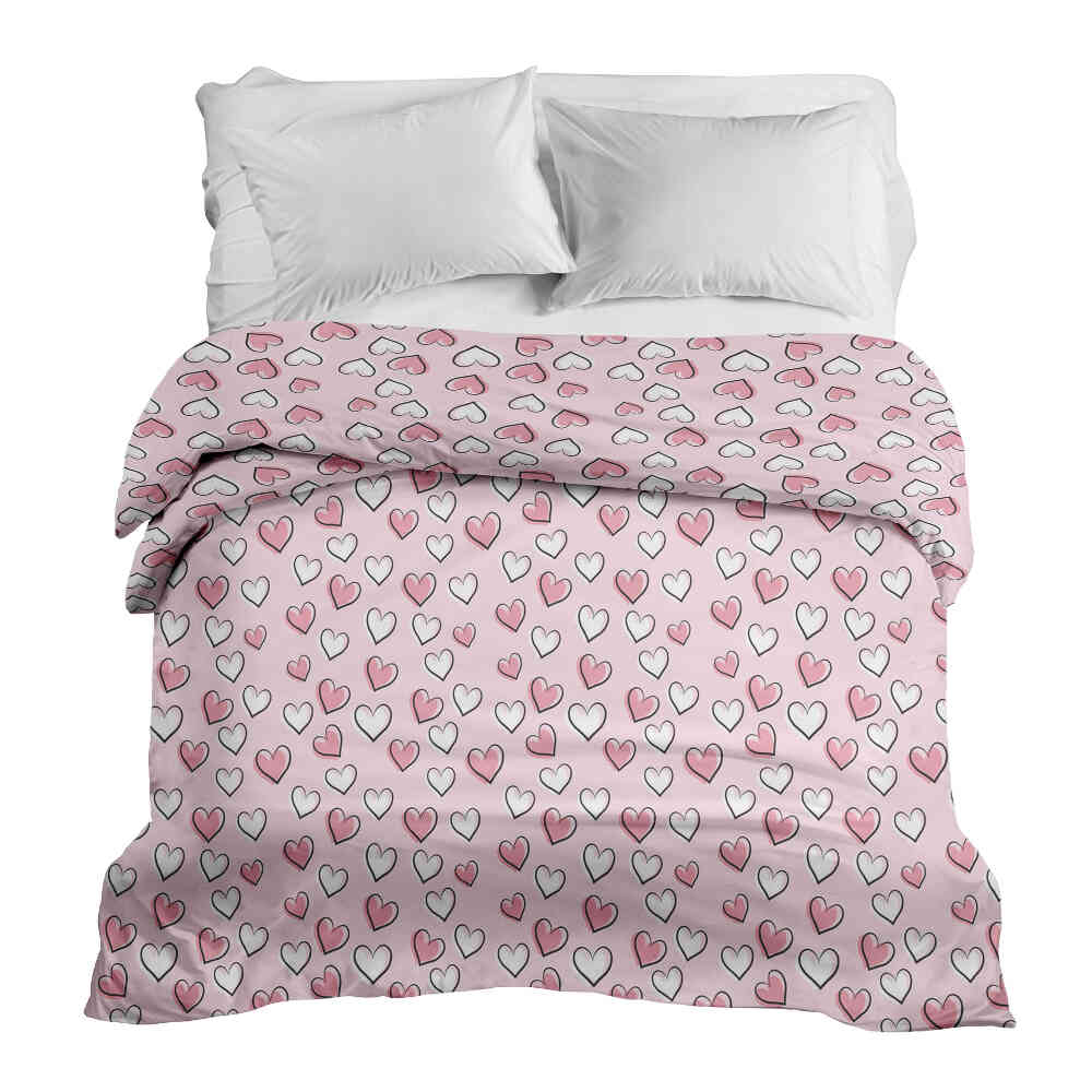 Housse à motifs pour couverture lestée, motif Coeur rose