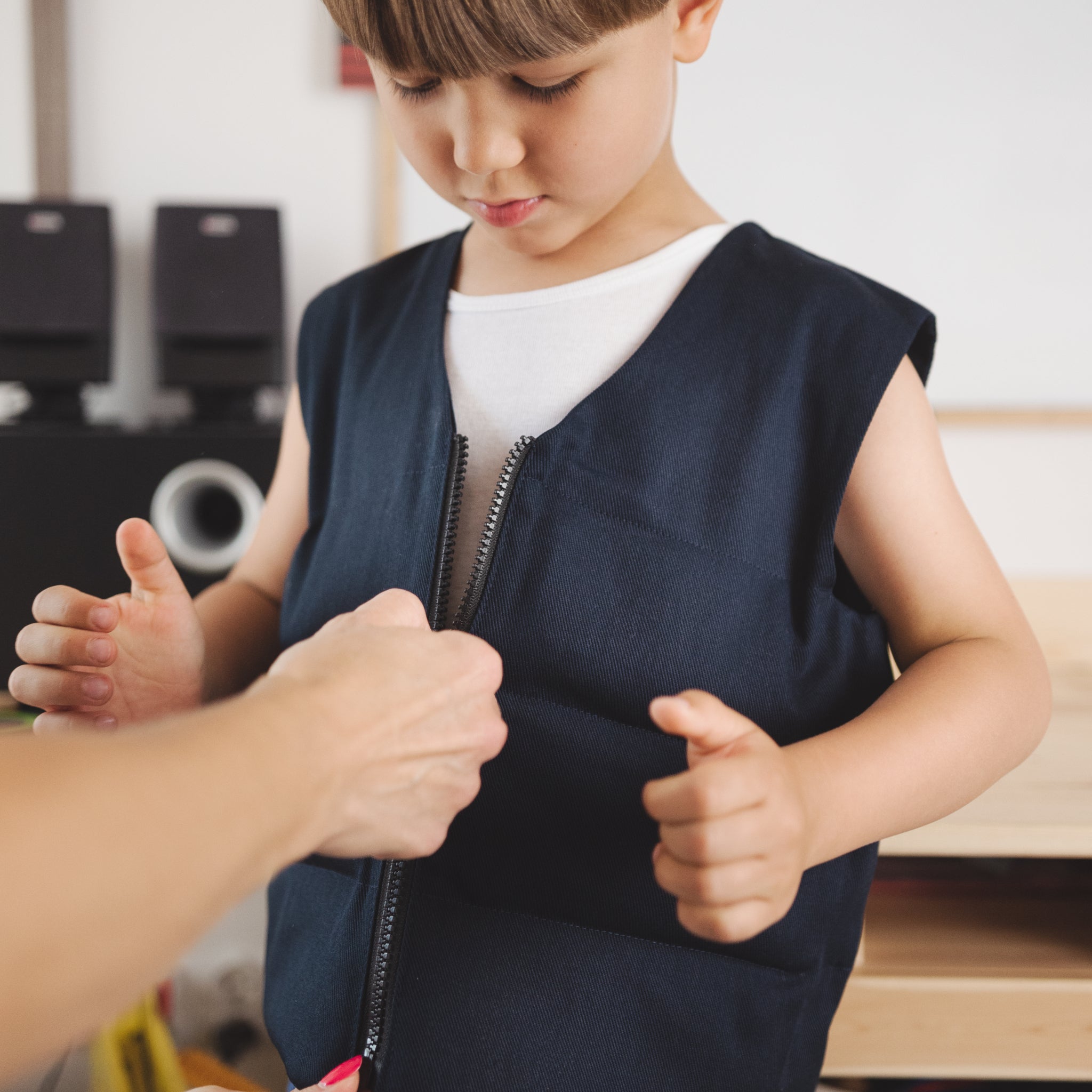 Gilet lesté pour enfant, détail de la fermeture
