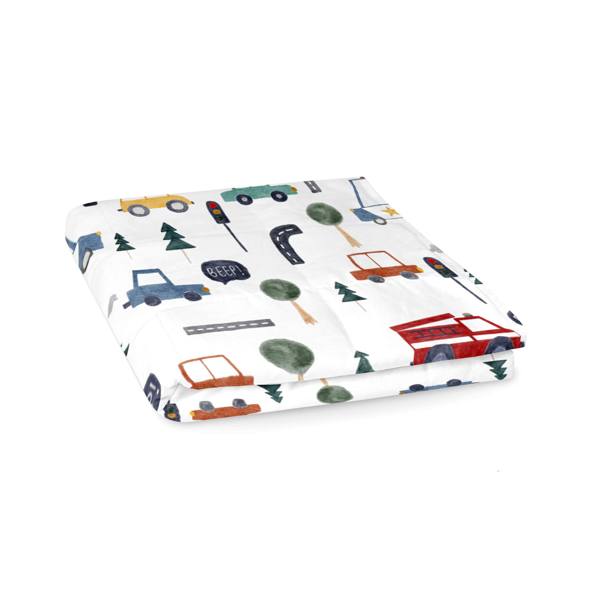 Couverture lestée Balance® Kids à motifs, coloris Véhicules, pliée