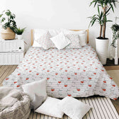 Housse à motifs pour couverture lestée, motif Écrivez, sur un lit #Motif_Écrivez