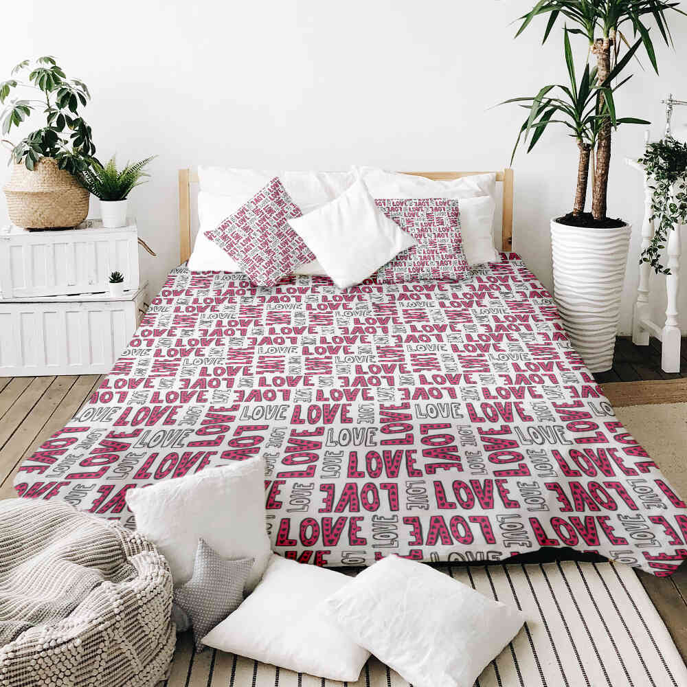 Housse à motifs pour couverture lestée, motif Mur, sur un lit