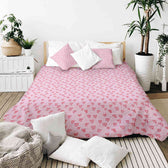 Housse à motifs pour couverture lestée, motif Rose 2, sur un lit #Motif_Rose 2