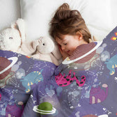 Housse à motifs pour couverture lestée enfant, imprimé Chats de l'espace, pendant la sieste #Motif_Chats de l'espace