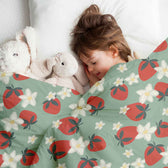 Housse à motifs pour couverture lestée enfant, imprimé Fraises, pendant la sieste #Motif_Fraises