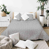 Housse à motifs pour couverture lestée, motif Coeur 2, sur un lit #Motif_Coeur 2