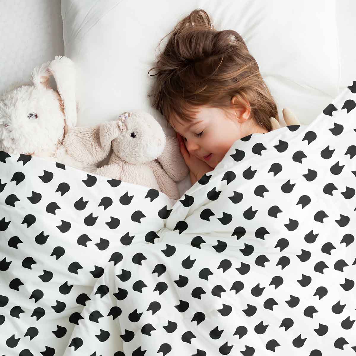 Housse à motifs pour couverture lestée enfant, imprimé Super chaton, pendant la sieste