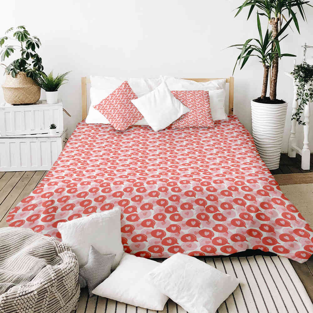 Housse à motifs pour couverture lestée, motif Comme, sur un lit