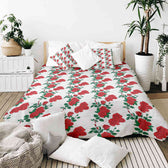 Housse à motifs pour couverture lestée, motif Des Roses, sur un lit #Motif_Des Roses