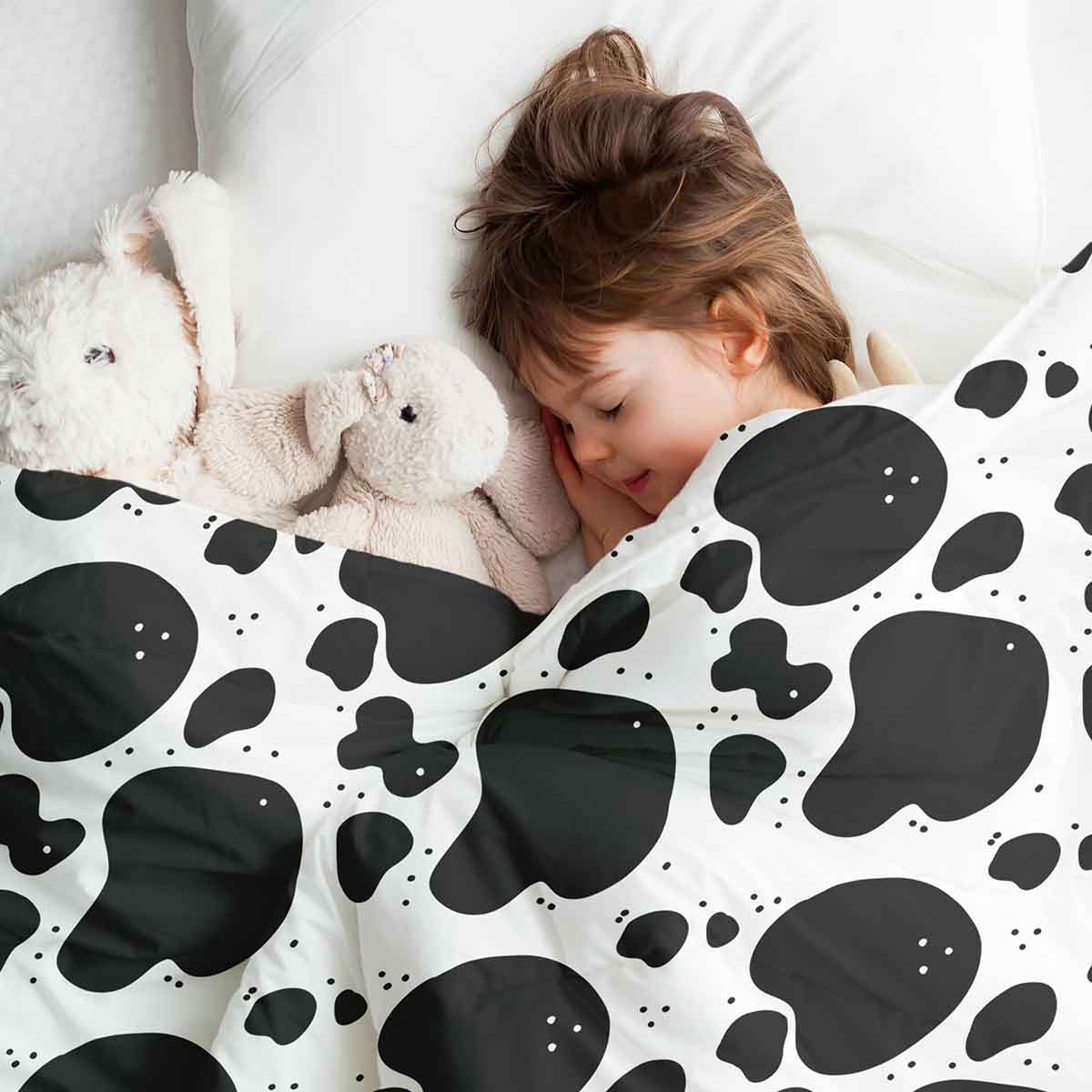 Housse à motifs pour couverture lestée enfant, imprimé Vachette, pendant la sieste