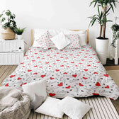 Housse à motifs pour couverture lestée, motif Ailes, sur un lit #Motif_Ailes