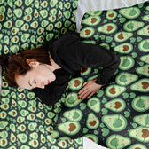Housse à motifs pour couverture lestée, motif Avocat, sur un lit #Motif_Avocat