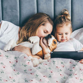Housse à motifs pour couverture lestée enfant, imprimé Roses, moment de lecture partagé #Motif_Roses