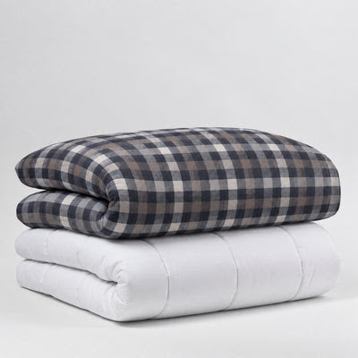 Couverture lestée Balance® Flanelle, motif Carreaux gris #Motif_Carreaux gris