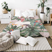 Housse à motifs pour couverture lestée, motif Singes, sur un lit #Motif_Singes