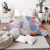 Housse à motifs pour couverture lestée, motif Printemps, sur un lit #Motif_Printemps
