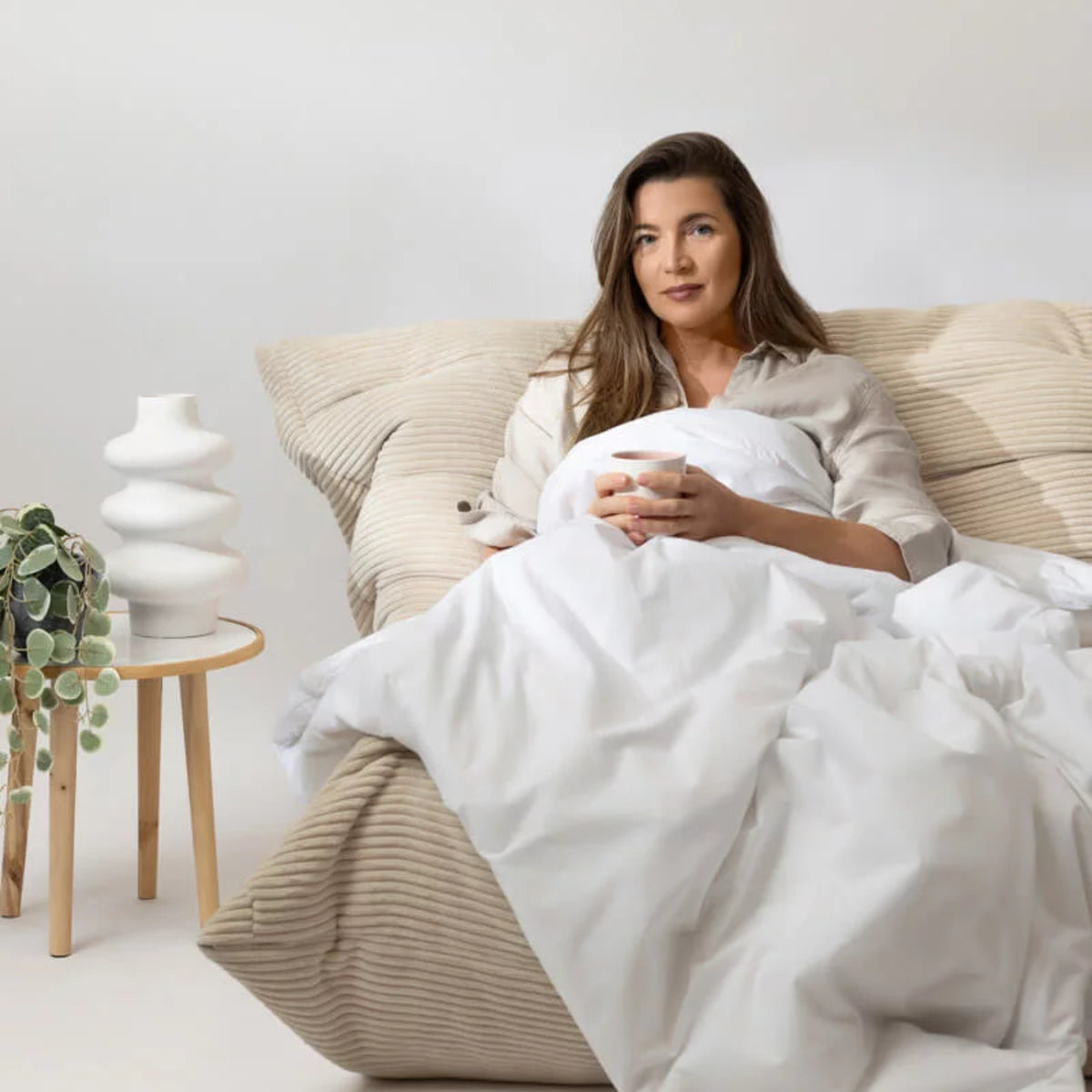 Couverture lestée Gravity Basic, housse coton coloris blanc
