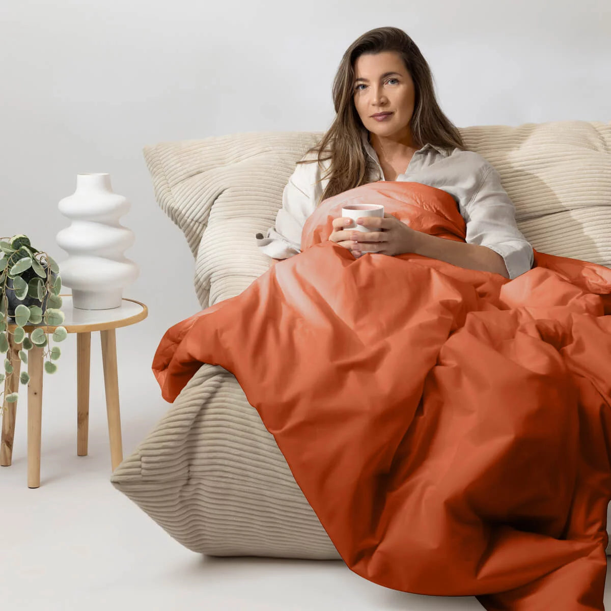 Couverture lestée Gravity Basic, housse coton coloris gingembre