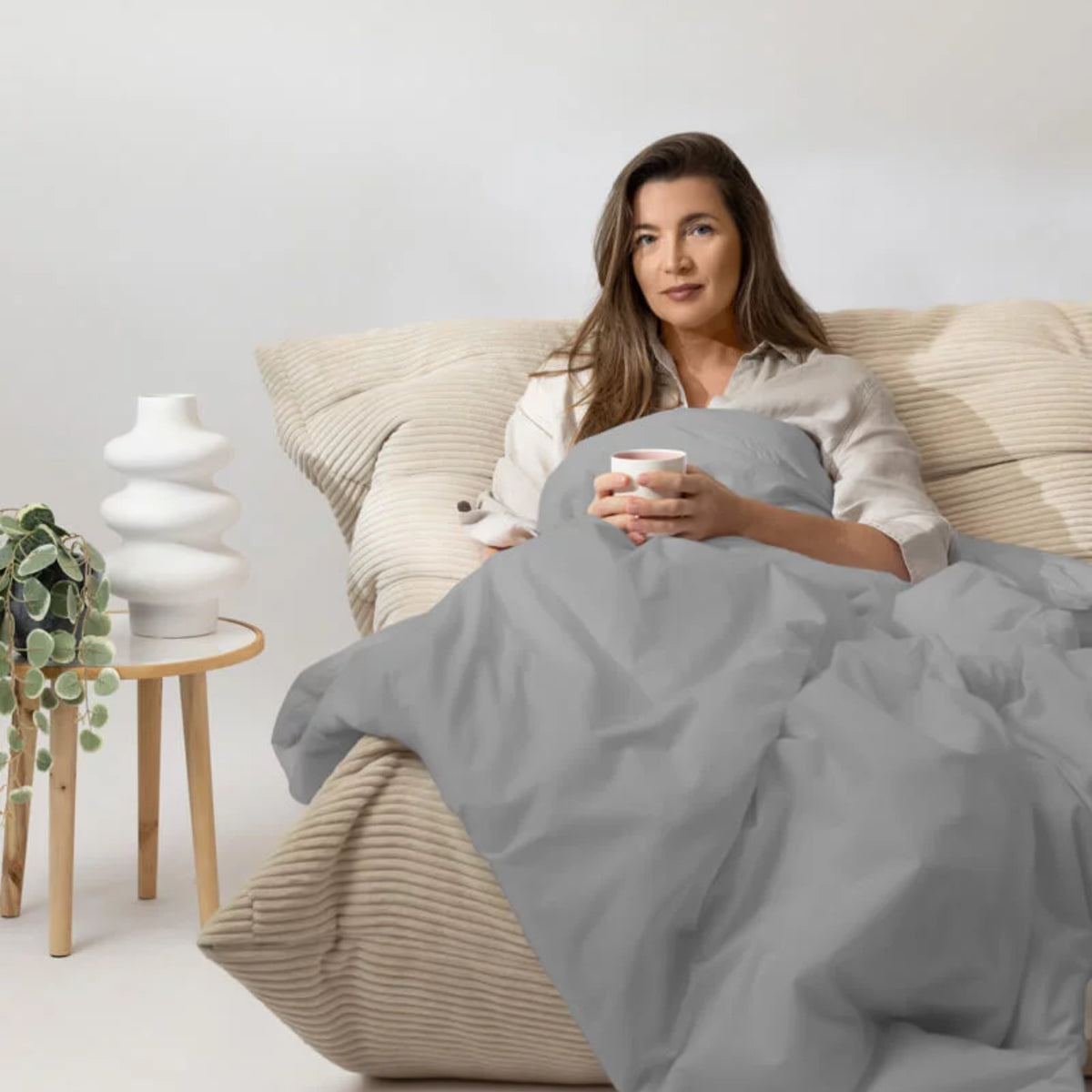 Couverture lestée Gravity Basic, housse coton coloris gris