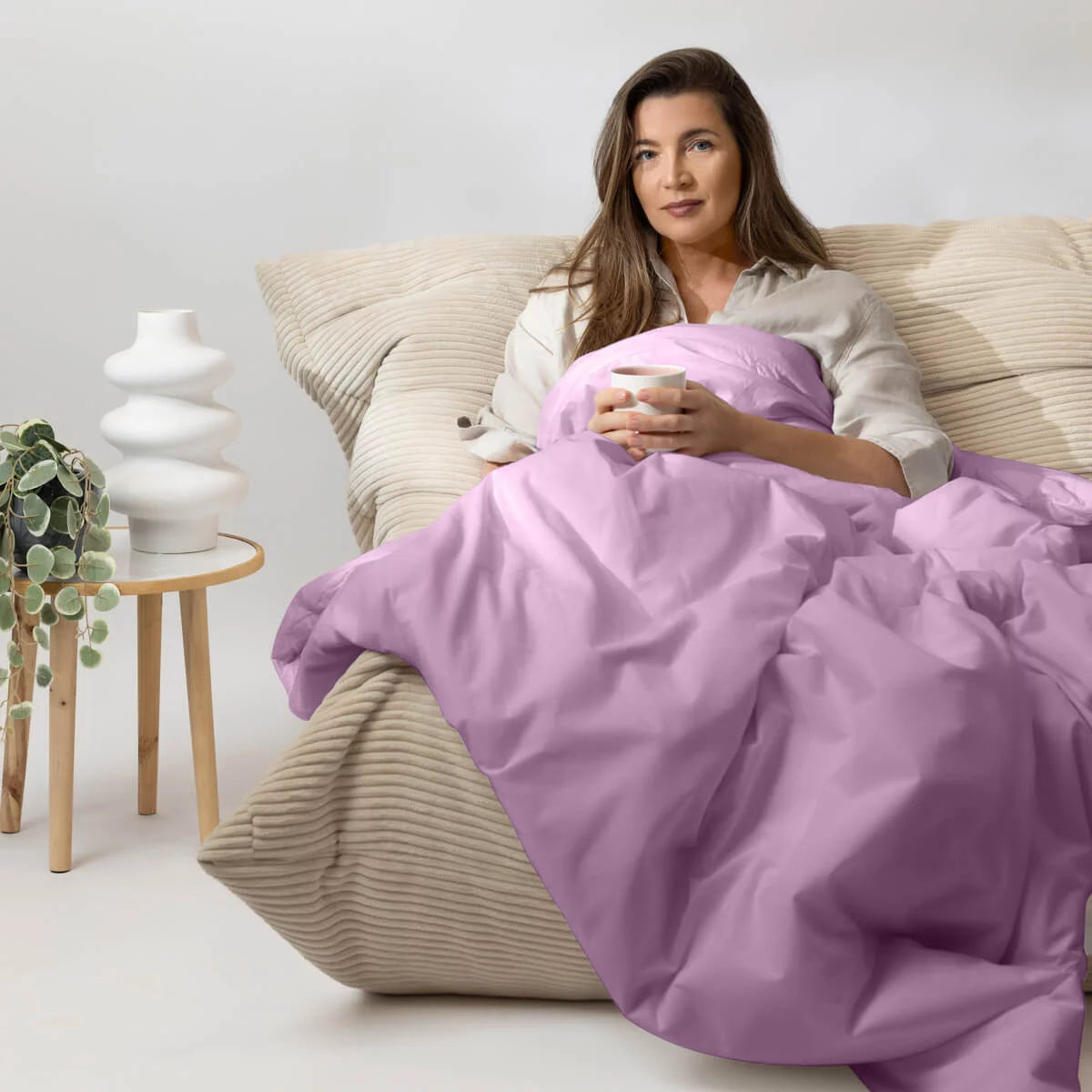 Couverture lestée Gravity Basic, housse coton coloris lavande