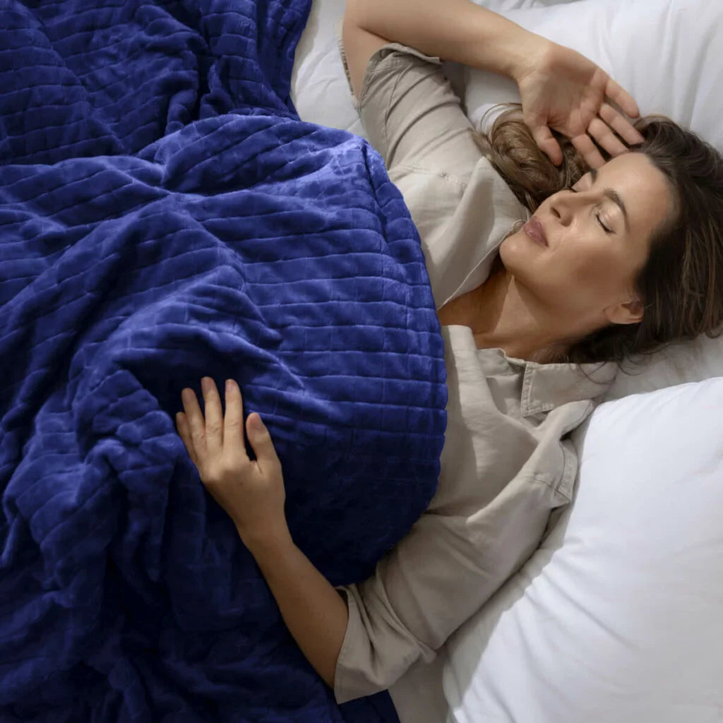 Couverture lestée bleue en peluche pour l'hiver
