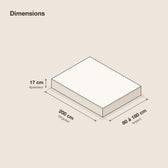 Matelas 17 cm fermeté H3, housse matelassée lavable, schéma des dimensions