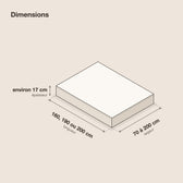 Matelas à mémoire de forme 5 couches 17 cm, confort doux, schéma des dimensions