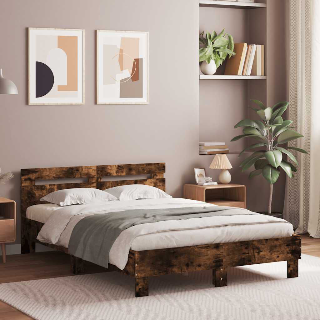 Sommier en bois avec LED chêne fumé