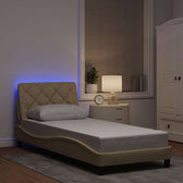 Sommier en tissu avec éclairage LED crème, photo d'ambiance #Couleur_Crème
