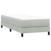 Sommier tapissier en velours gris clair, grandes longueurs, photo produit #Couleur_Gris clair