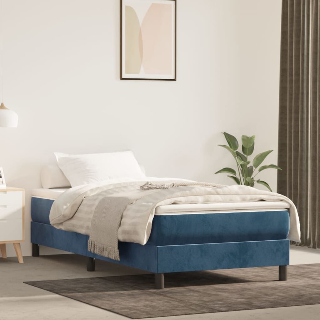 Matelas à ressorts ensachés mi-ferme 20 cm, housse bleu foncé, photo produit