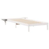 Sommier en pin massif avec tables de chevet intégrées, coloris blanc, photo produit #Couleur_Blanc