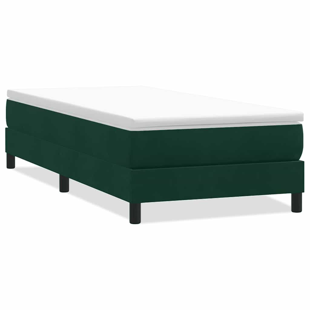 Sommier tapissier en velours vert foncé, grandes longueurs, photo produit, deuxième vue