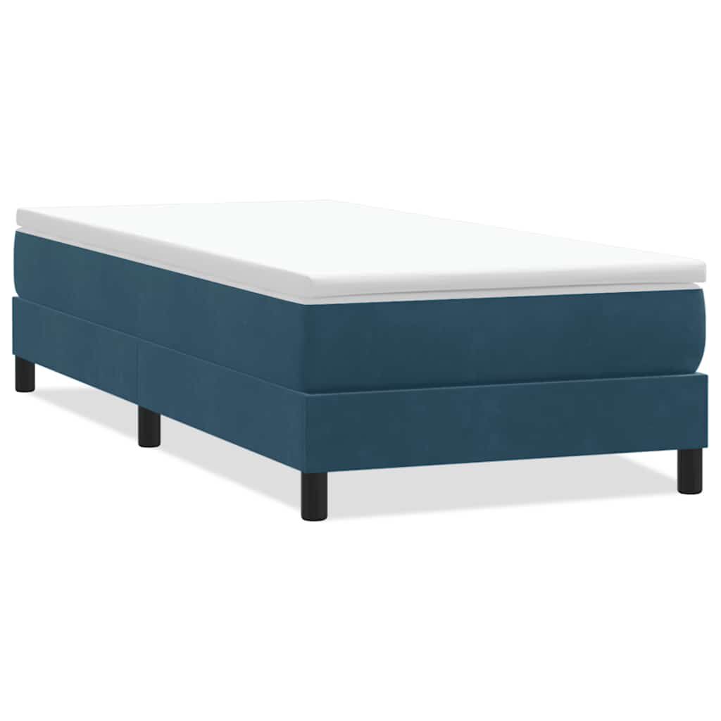 Sommier tapissier en velours bleu foncé, grandes longueurs, photo produit, deuxième vue