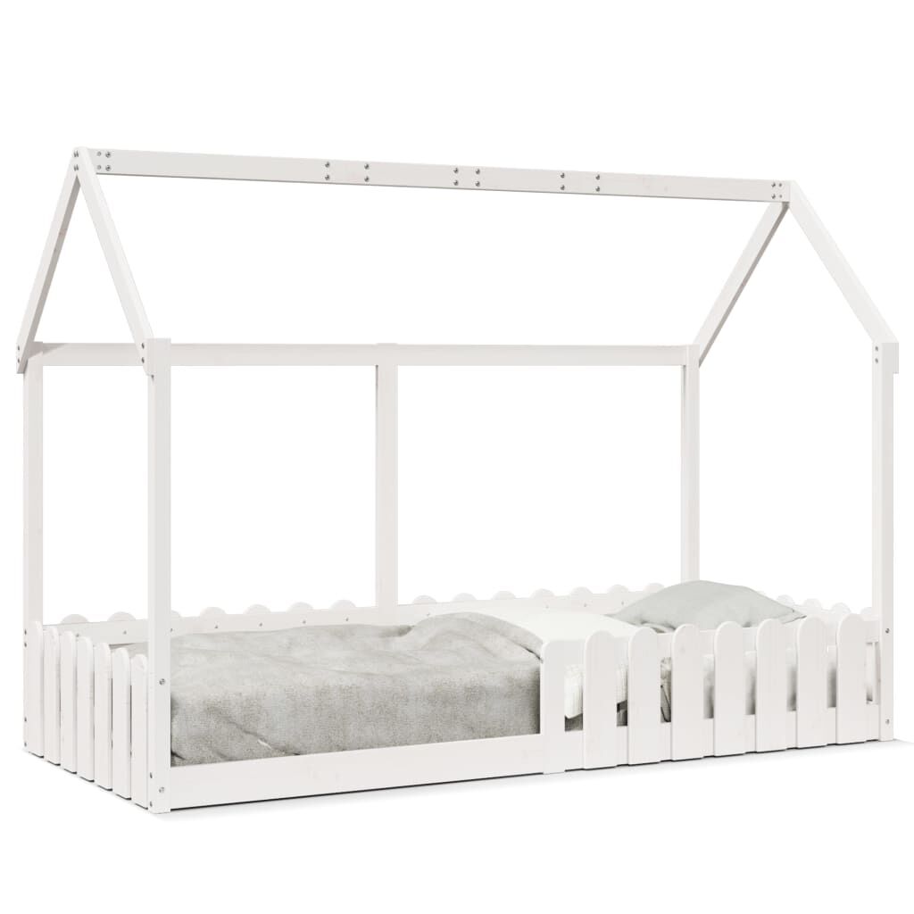 Lit cabane enfant en pin massif, coloris blanc, photo produit, deuxième vue #Couleur_Blanc